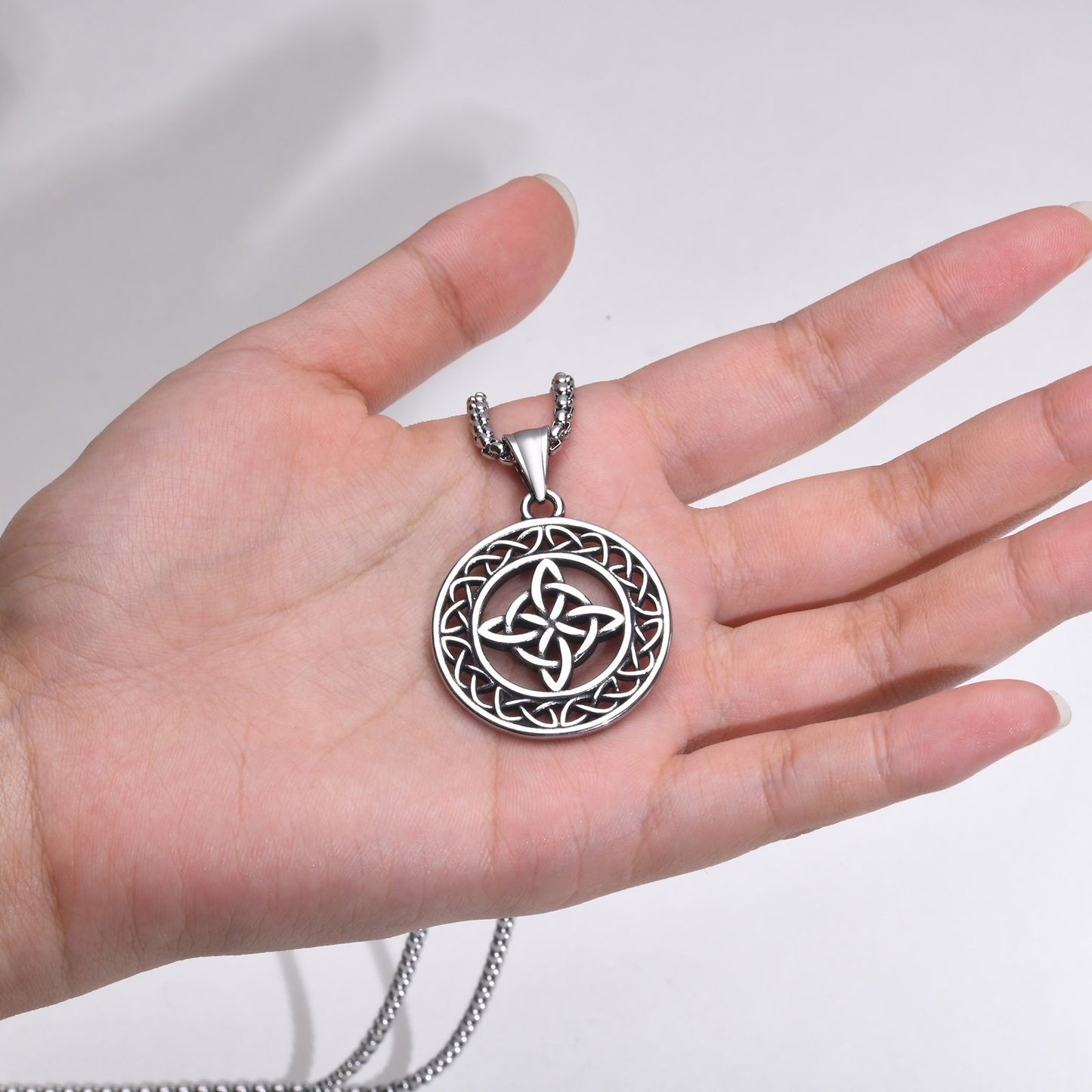 Kemstone Celtic Pendant Necklace for Men – Stainless Steel Viking Knot Jewelry PN-1919