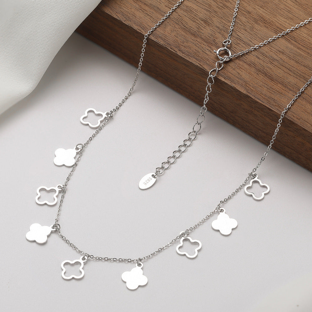 925 Sterling Silver Clover Necklace – Gold & Silver Four Leaf Pendant Choker | Kemstone A4-BQN24