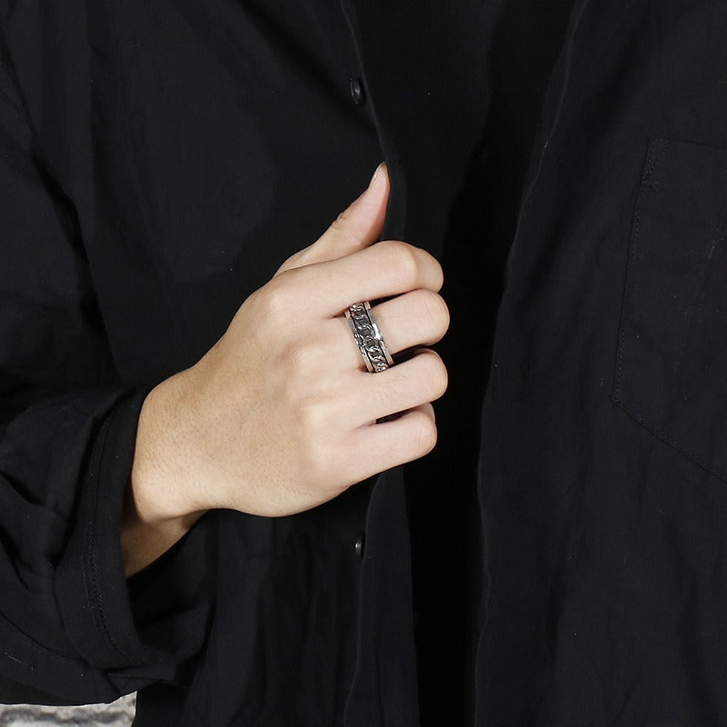 Anello meccanico retrò Kemstone - Design gotico rotante per accessori antistress KR44457-K