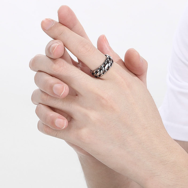 Kemstone Motorcycle Chain Ring – Titanium Steel Punk Band for Men | Vintage Gothic Street Style KR111740-KJX