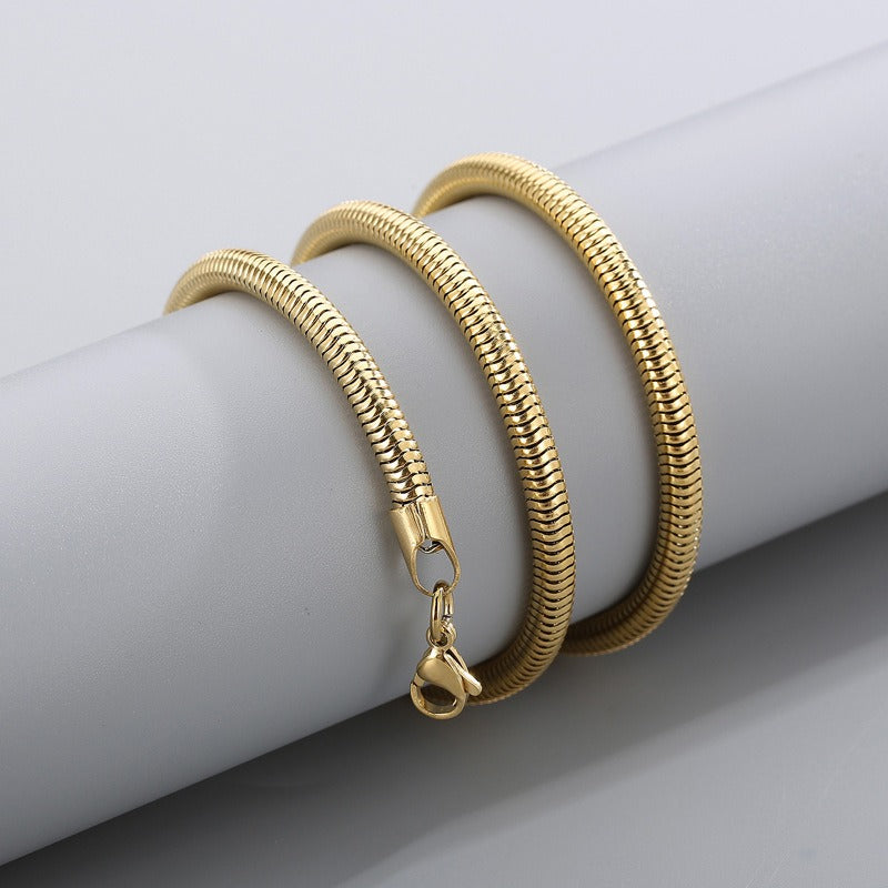 Kemstone Snake Chain Necklace for Men – 5mm 6mm Stainless Steel Streetwear Jewelry KN203822-Z
