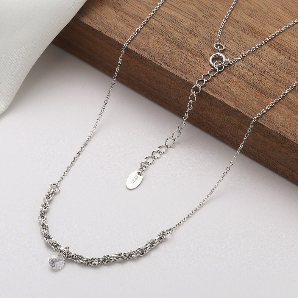 925 Sterling Silver Rope Chain Necklace with CZ Pendant – Gold & Silver Handmade Choker | Kemstone A4-BQN26