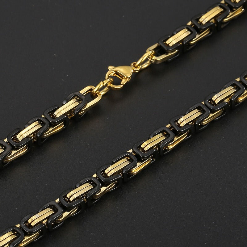 Kemstone King’s Byzantine Chain Necklace for Men – Heavy-Duty Stainless Steel Statement Jewelry KN33444-Z