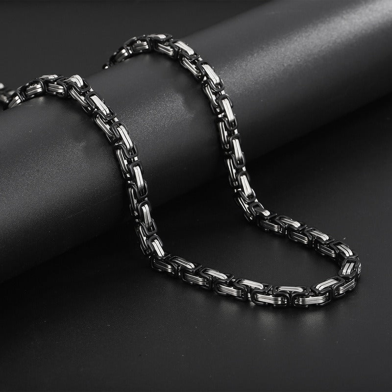 Kemstone King’s Byzantine Chain Necklace for Men – Heavy-Duty Stainless Steel Statement Jewelry KN33444-Z