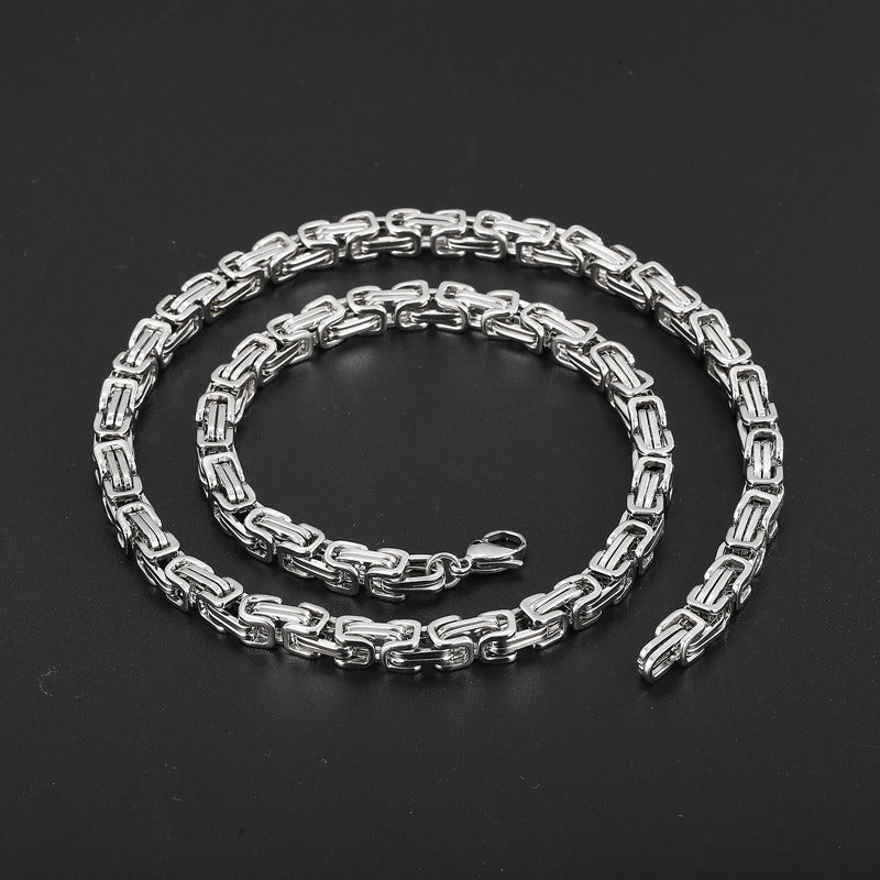 Kemstone King’s Byzantine Chain Necklace for Men – Heavy-Duty Stainless Steel Statement Jewelry KN33444-Z
