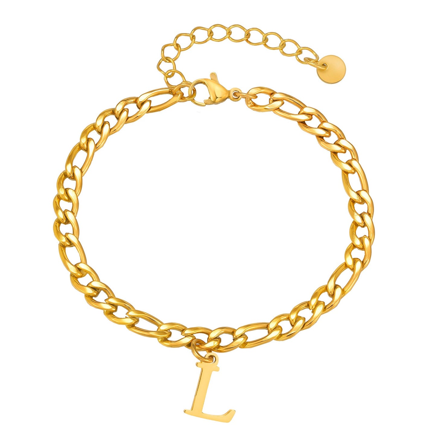 Kemstone Men's Stainless Steel 3:1 NK Chain Bracelet with Bold Alphabet Pendant - Durable Everyday Accessory for Casual to Formal Looks BR-2058