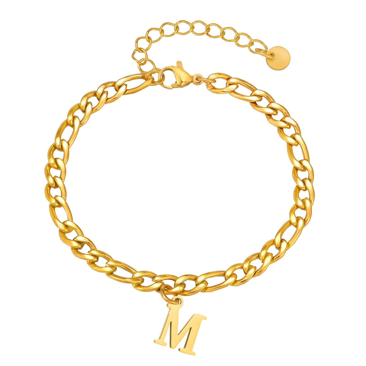 Kemstone Men's Stainless Steel 3:1 NK Chain Bracelet with Bold Alphabet Pendant - Durable Everyday Accessory for Casual to Formal Looks BR-2058