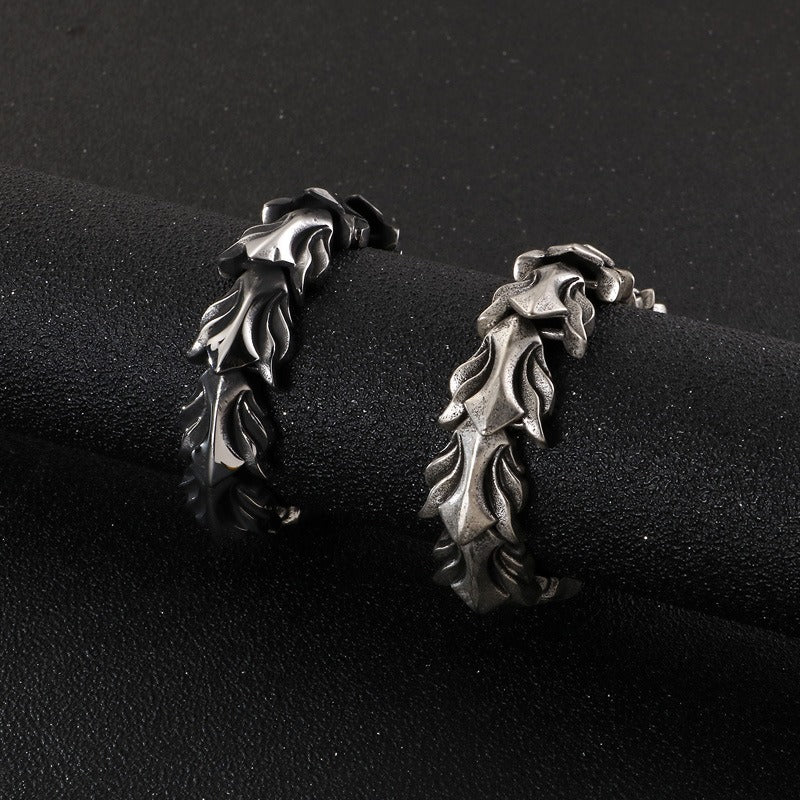 Kemstone Men's Titanium Steel Dragon Bone Chain - Urban Edge Bracelet for Everyday Boldness KB118446