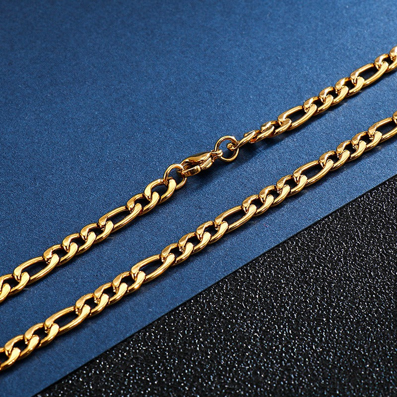 Kemstone NK Link Titanium Steel Chain – Matte & Polished Hip-Hop Necklace for Men KN93442-Z