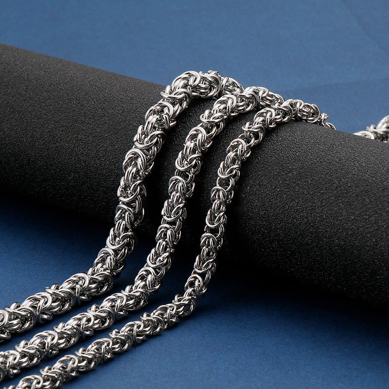 Kemstone Viking Dragonbone Chain Necklace for Men – Stainless Steel Biker Jewelry, 6-8mm KN93419-Z