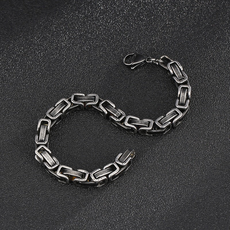 Kemstone Viking Emperor Chain Bracelet – Vintage Stainless Steel Armor-Link Design for Men KB130684-Z