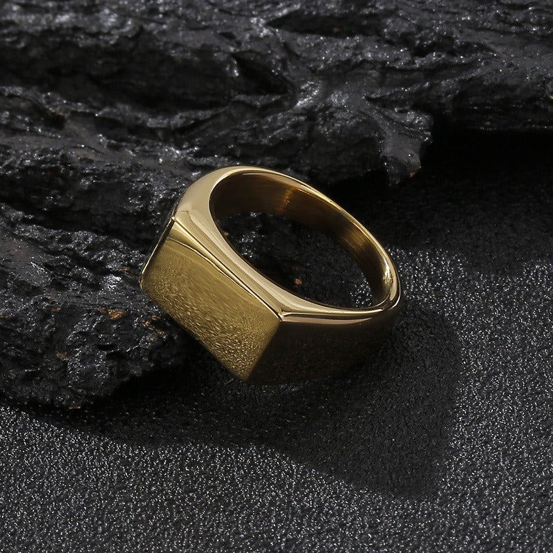 Kemstone Engravable Titanium Steel Ring for Men – Bold Geometric Edge, Custom Stainless Steel Statement Band KR92051