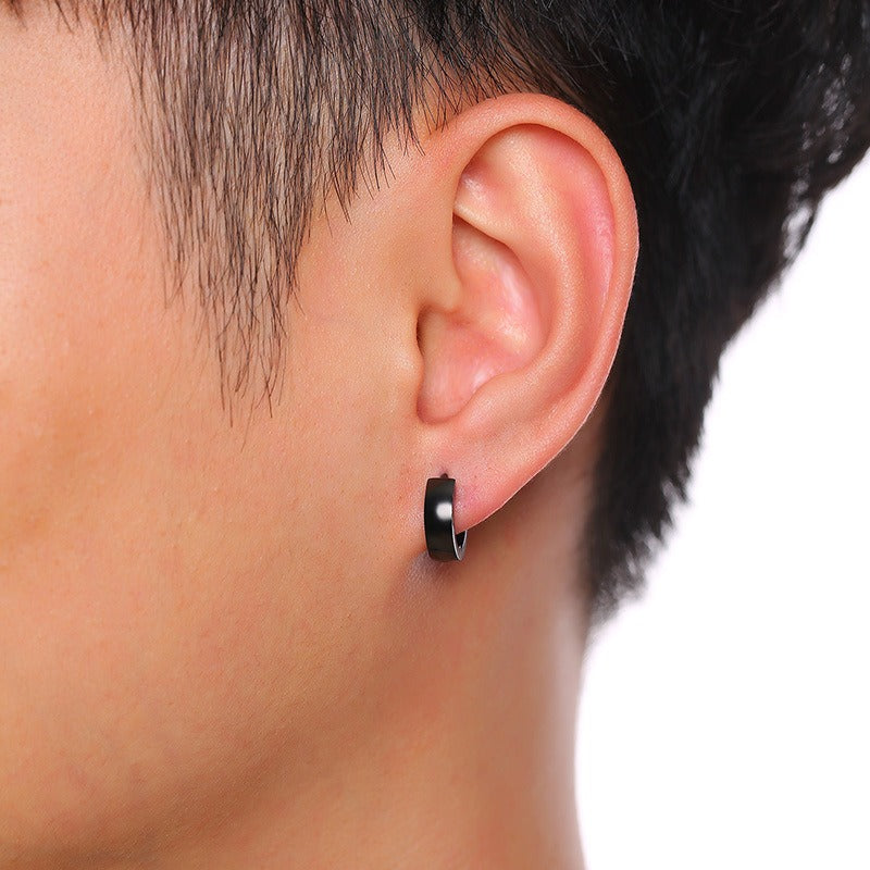 Men’s 4mm Stainless Steel Hoop Earrings – Minimalist Street Style EH-114