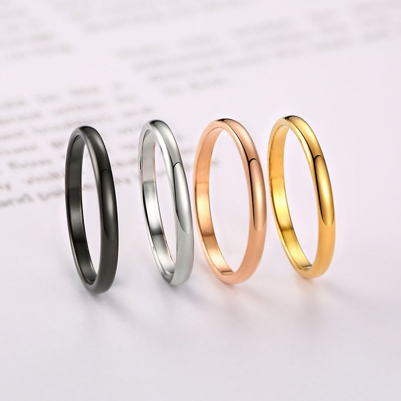 Kemstone 2mm Slim Circle Ring – Titanium Steel Stainless Steel Smooth Band for Daily Stacking R486