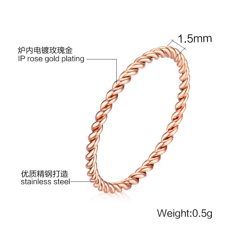 Anillo de acero de titanio trenzado Kemstone - Diseño minimalista en espiral para mujer R243