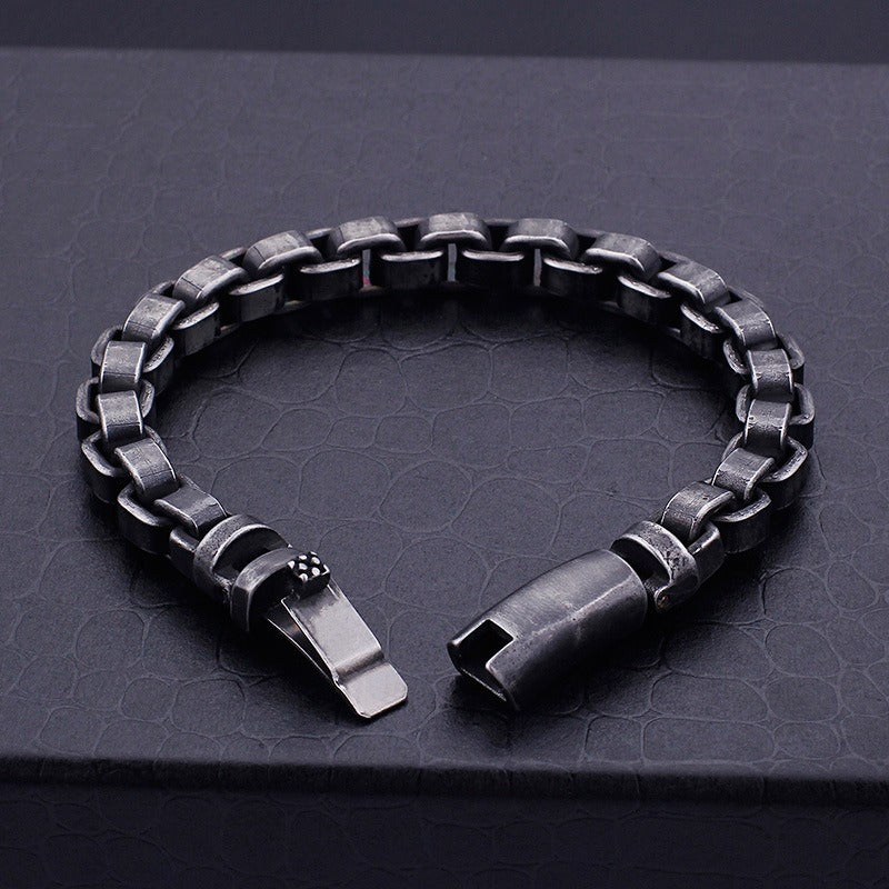 Kemstone Men’s Vintage Chain Link Bracelet – 316L Stainless Steel Rugged Minimalist Street Style KB95692-BD