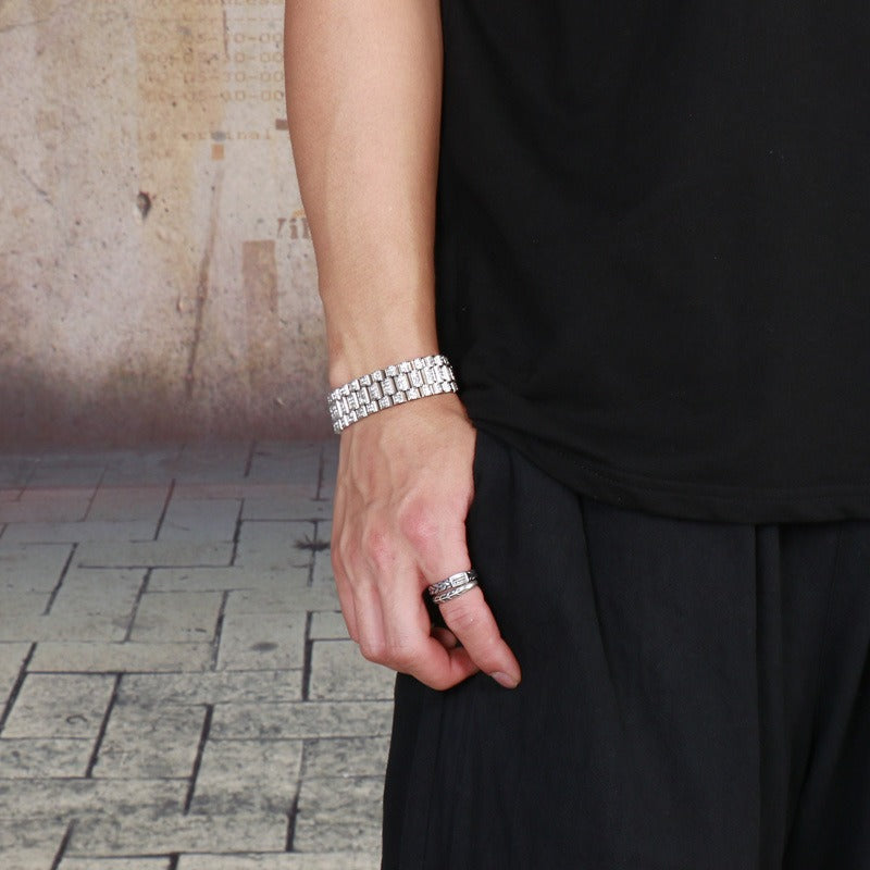 Kemstone Urban Edge Titanium Steel Tank Chain - Hip Hop Bold Statement Mens Jewelry KB144759