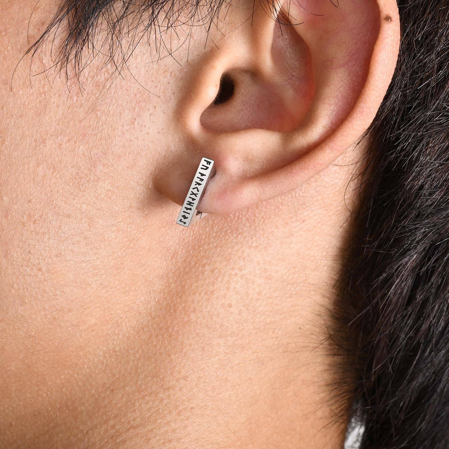 Kemstone Viking Rune Ear Cuff – Stainless Steel Triangle Symbol Jewelry for Men EH-524