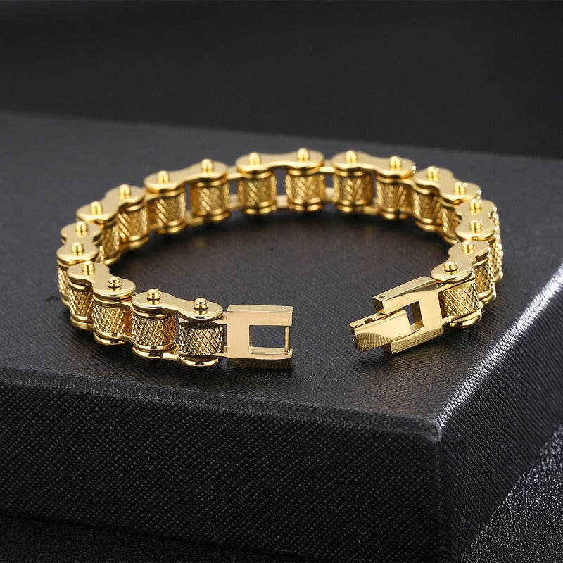 Kemstone Titanium Urban Biker Chain Bracelet – Lightweight Rugged Motorcycle Style KB86277