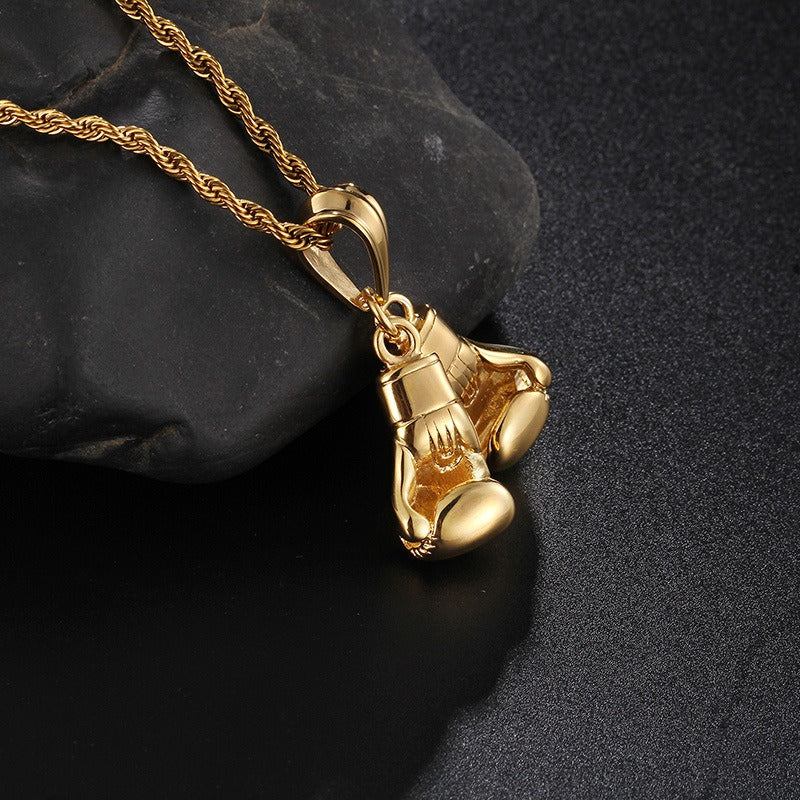 Kemstone Titanium Steel Boxing Glove Pendant – Heavyweight Fist Necklace for Men’s Street & Gym Style KP42085