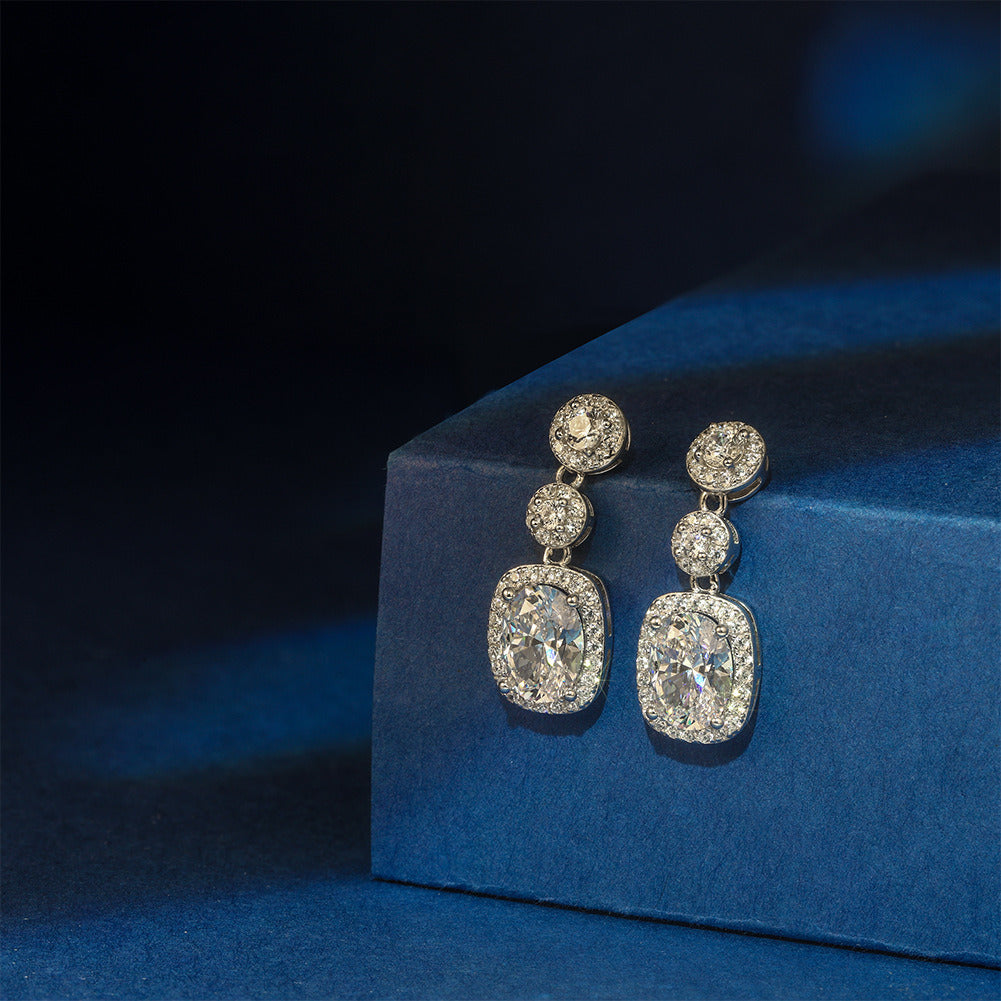925 Sterling Silver Cubic Zirconia Drop Earrings for Women | Gold & Platinum Plated Sparkling Dangle Jewelry by Kemstone A4-LZE59