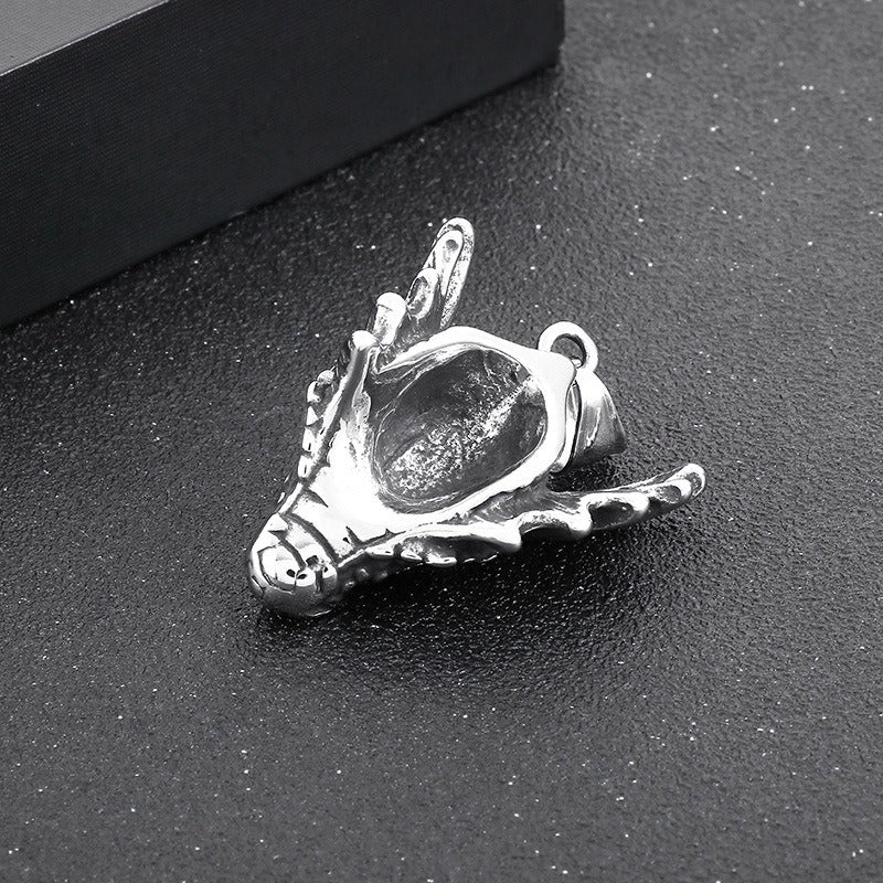 Kemstone Dragon Claw Pendant – Stainless Steel & Turquoise Necklace for Men | Punk Gothic Myth-Inspired Jewelry KP119902