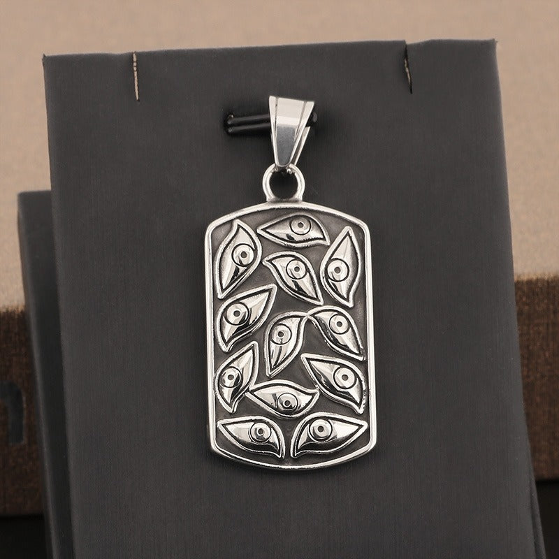 Kemstone Vintage God's Eye Demonic Square Stainless Steel Pendant Necklace – Punk KP130469