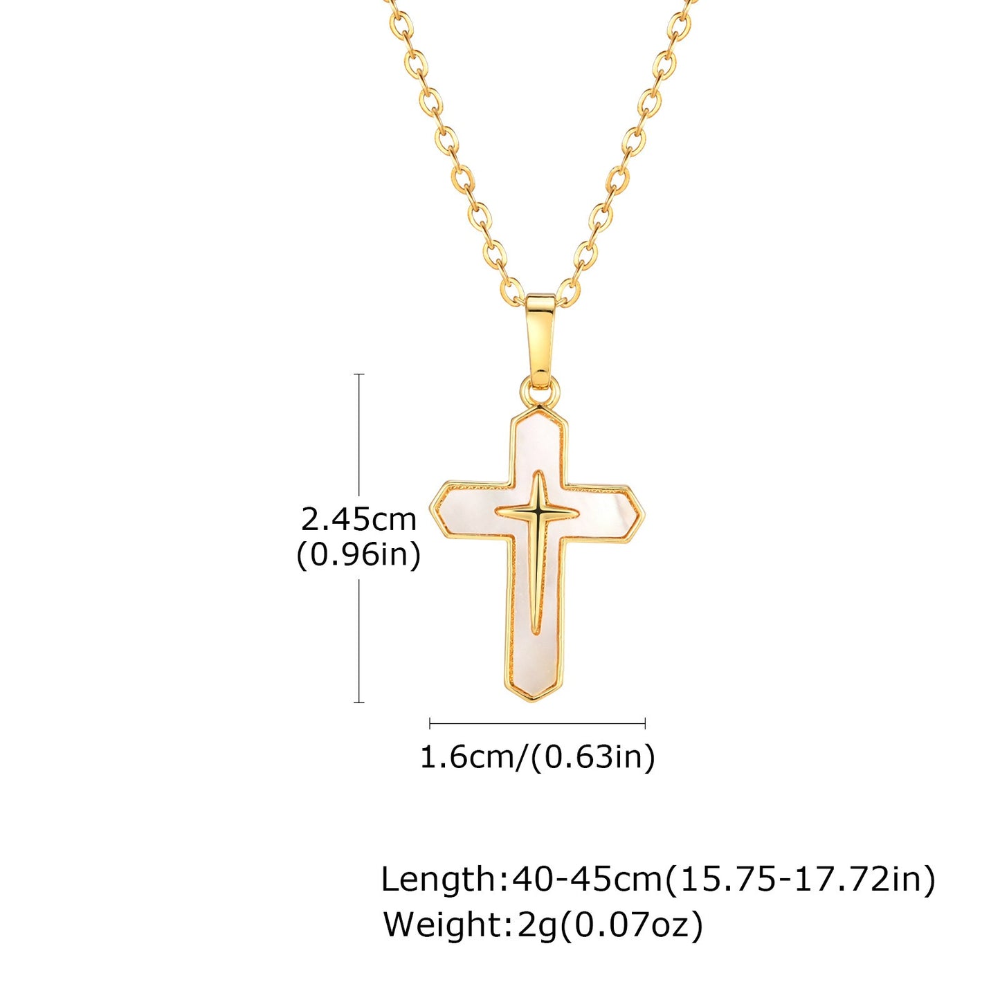 Collana con ciondolo a croce in conchiglia di rame di ispirazione vintage – Delicati gioielli boho-chic per donna PNB322