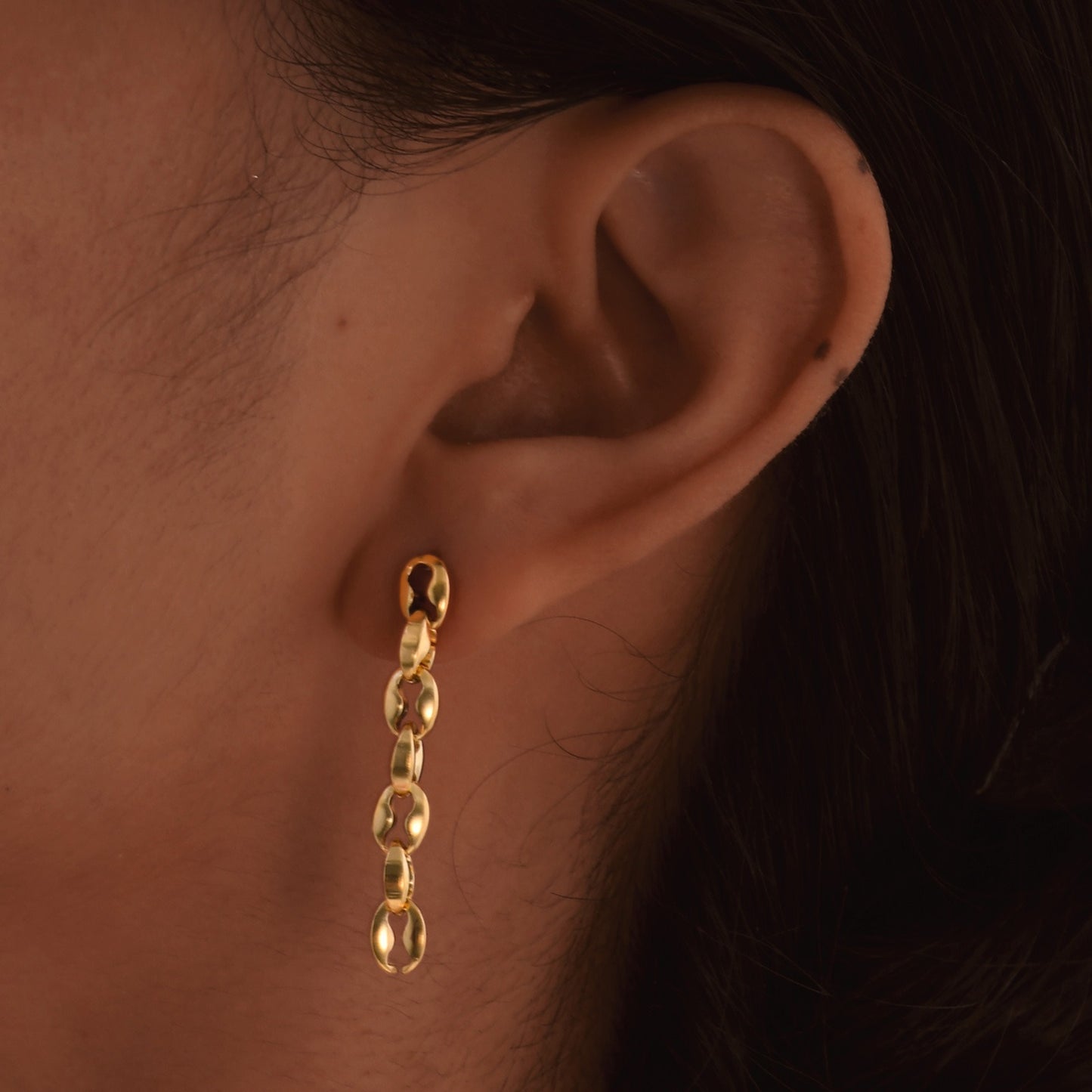 Pendientes de borlas de acero inoxidable dorados para mujer ED778