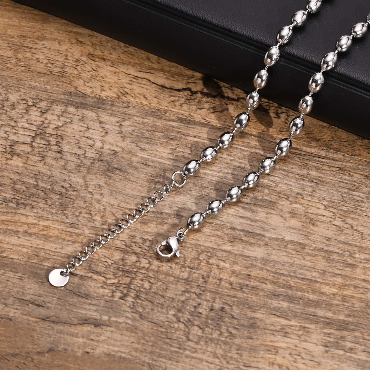 Kemstone Stainless Steel Oval Ball Chain Necklace – Minimalist Sporty Pendant NC-1253