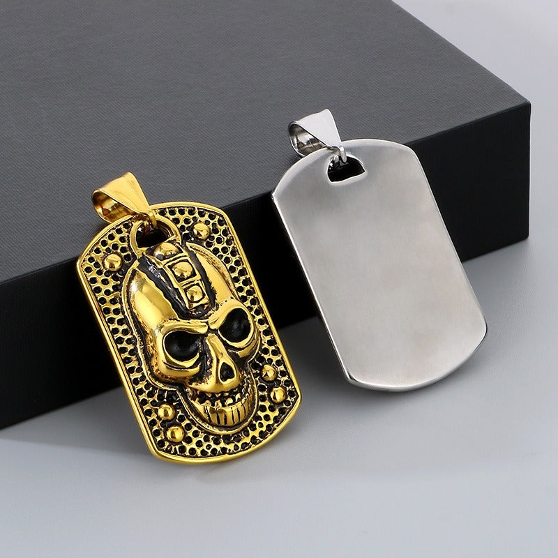 Kemstone Demon Eye Skull Pendant – Gothic Titanium Steel Necklace for Men, Dark Streetwear & Halloween Style KP130524-TGX