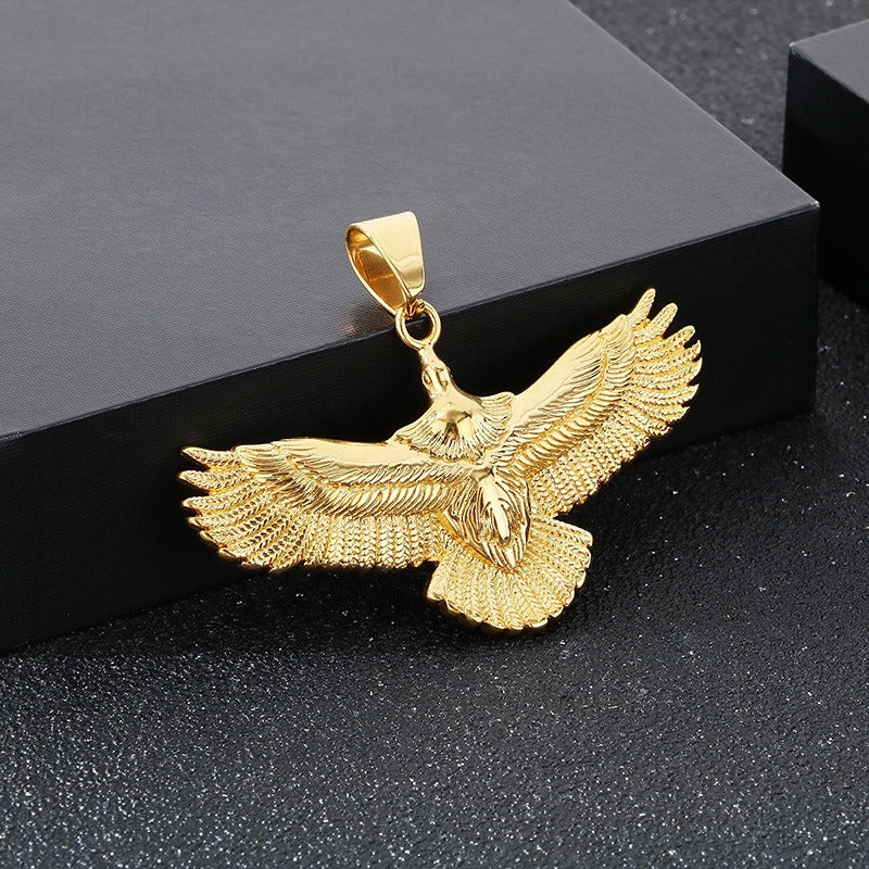 Kemstone Eagle Wingspan Pendant Necklace – 316L Stainless Steel Bold Men's Jewelry KP130928