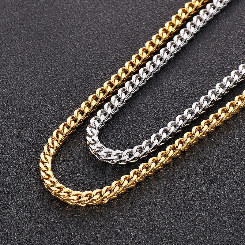 Kemstone Men’s Dragonbone Chain Necklace – 3mm Stainless Steel Magnetic Clasp Gold & Silver KN229117