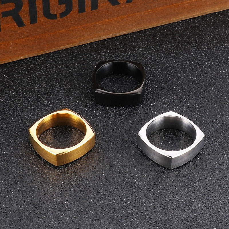 Anillo Kemstone cuadrado de acero cepillado para hombre: diseño minimalista moderno para el día a día KR102160-KFC