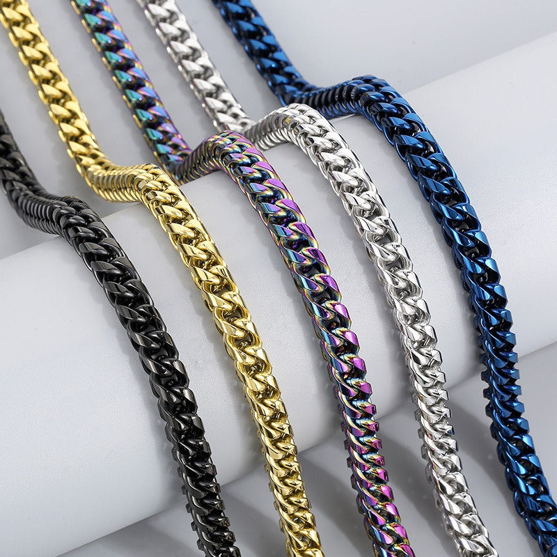 Kemstone Titanium Steel Textured Sphere Chain Necklace – Urban Edge Vacuum Plated Men's Jewelry KN236908
