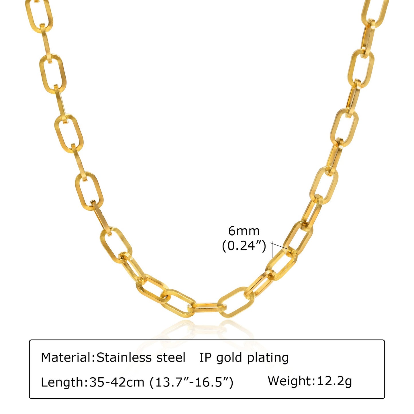 Collar de cadena de eslabones planos de acero inoxidable Kemstone - 6,5 mm, plata elegante para mujer NC-558