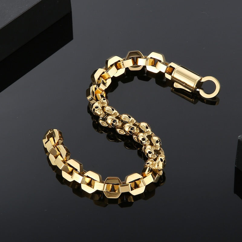Kemstone Creative Skull Fusion Titanium Steel Men's Bracelet – Bold Punk Style KB152155-KFC