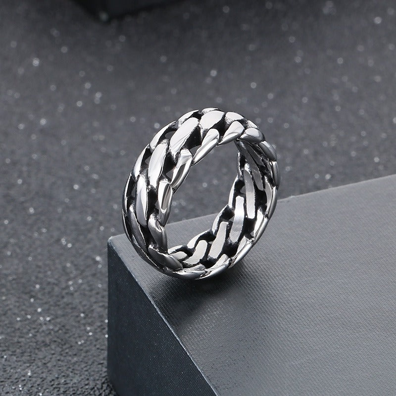 Kemstone Motorcycle Chain Ring – Titanium Steel Punk Band for Men | Vintage Gothic Street Style KR111740-KJX