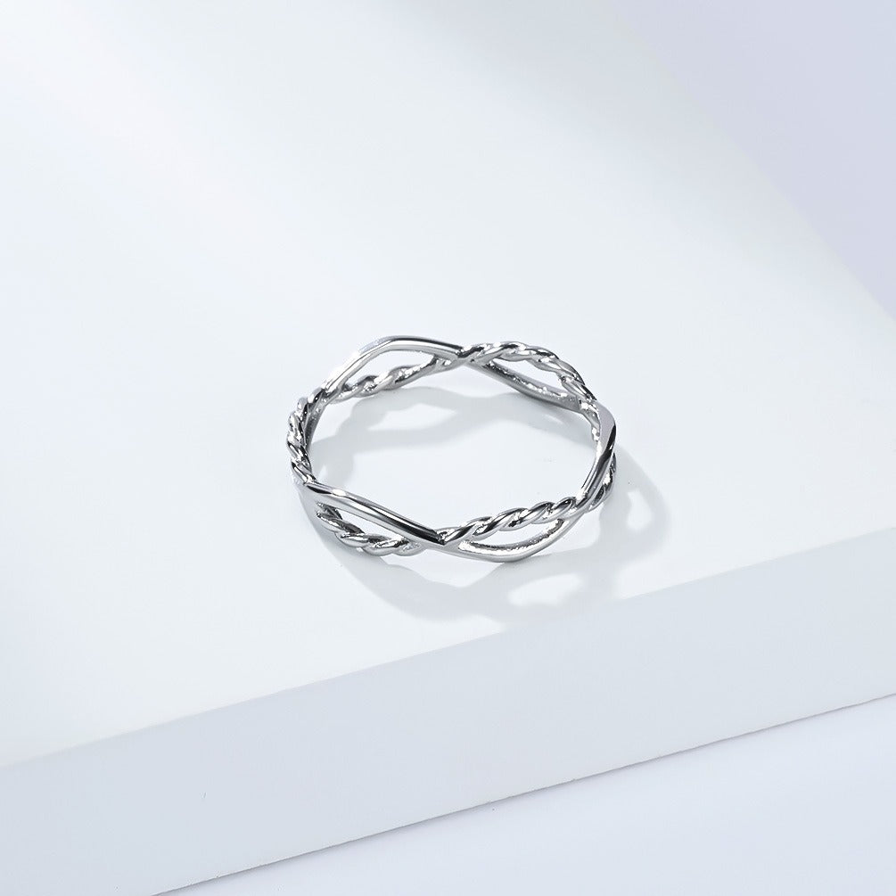 Kemstone Twisted Rope Ring – Stainless Steel Braided Women’s Jewelry K-R1072