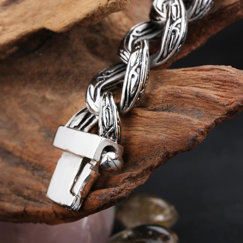 Kemstone Men’s Gothic Cross Bracelet – 17mm Vintage Stainless Steel Chain | KB15267-D