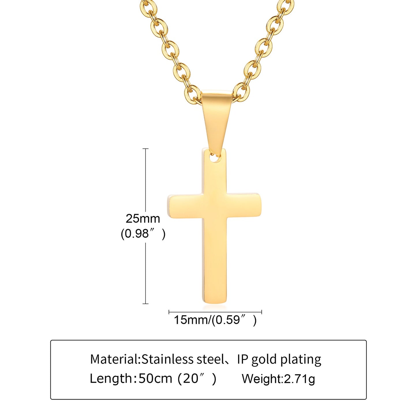 Collar con colgante de cruz de acero inoxidable Kemstone: joyería minimalista y ligera para hombres y mujeres PN-1479