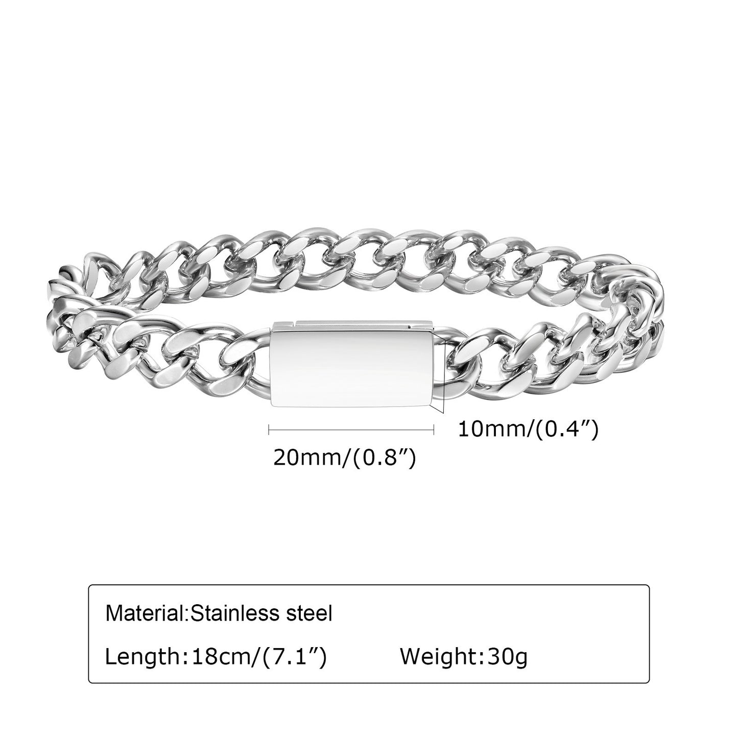 Bracciale con chiusura magnetica in acciaio inossidabile Kemstone - Finitura opaca di grosso spessore per uomo ED-796