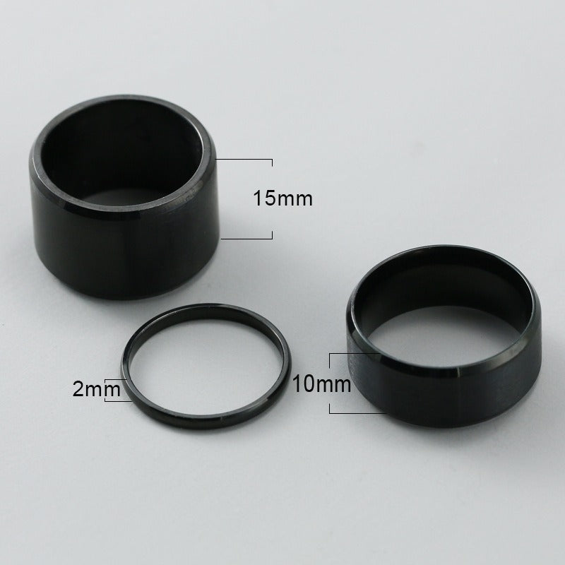 Kemstone Black Minimalist Ring – Polished Stainless Steel, Customizable Band R-400