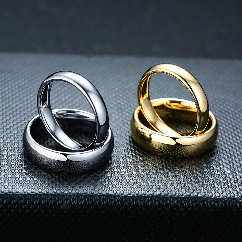 Anillo minimalista de pareja de acero de tungsteno Kemstone | Acabado liso, elegancia para el día a día TCR042
