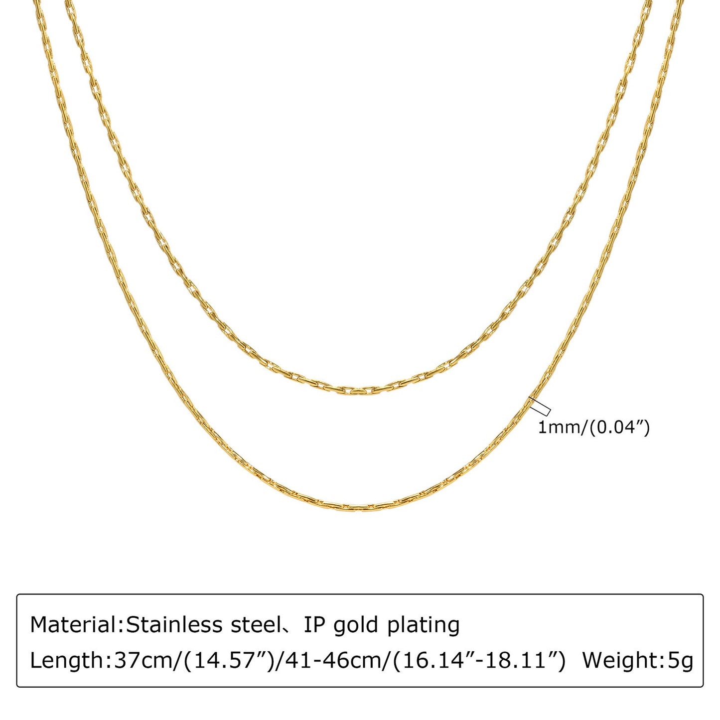 Collar de cadena ovalada de doble capa de acero inoxidable texturizado Kemstone – Joyería ligera dorada para mujer NC-1329