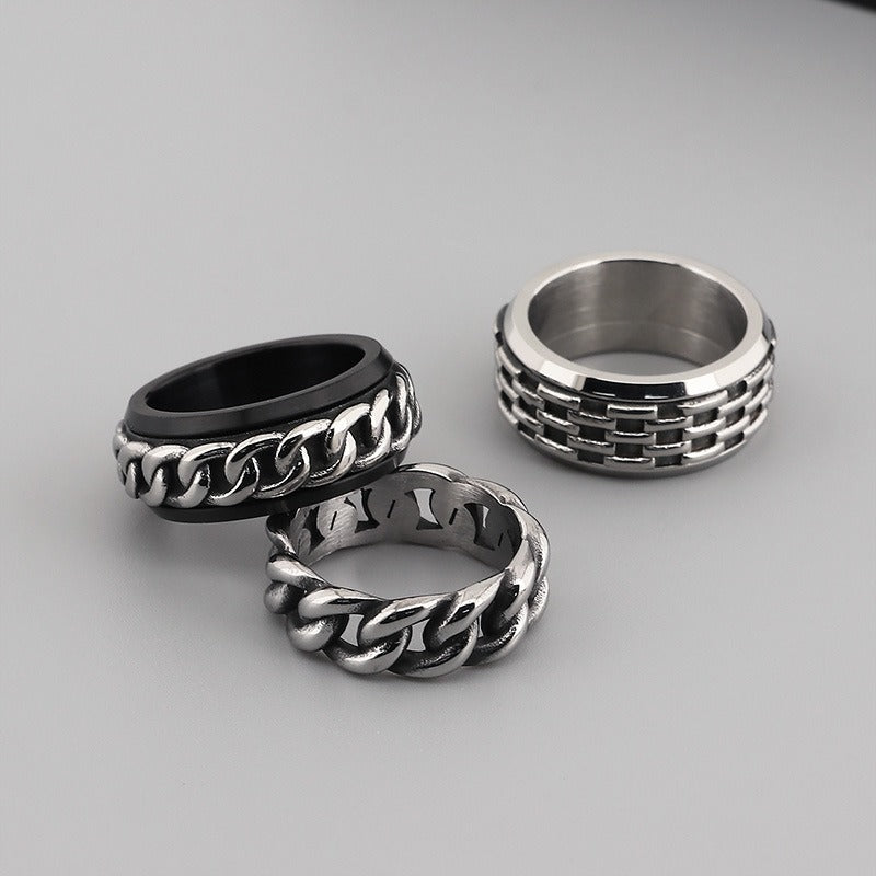 Anello meccanico retrò Kemstone - Design gotico rotante per accessori antistress KR44457-K
