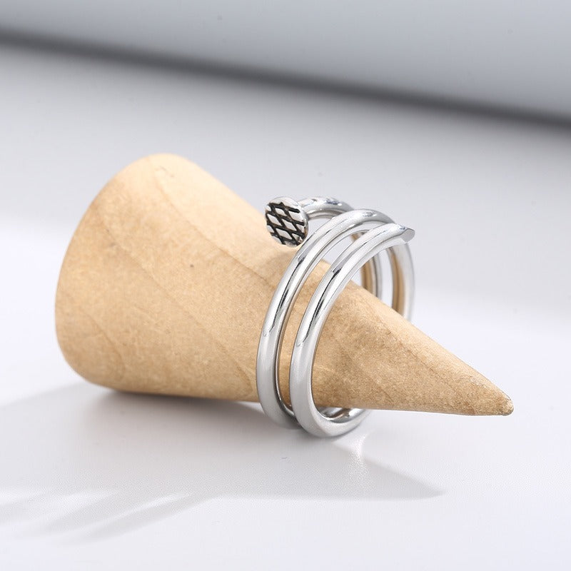 Anello Kemstone Spring da uomo - Anello in acciaio inossidabile lucido con design a forma di unghia, regalo KR104535