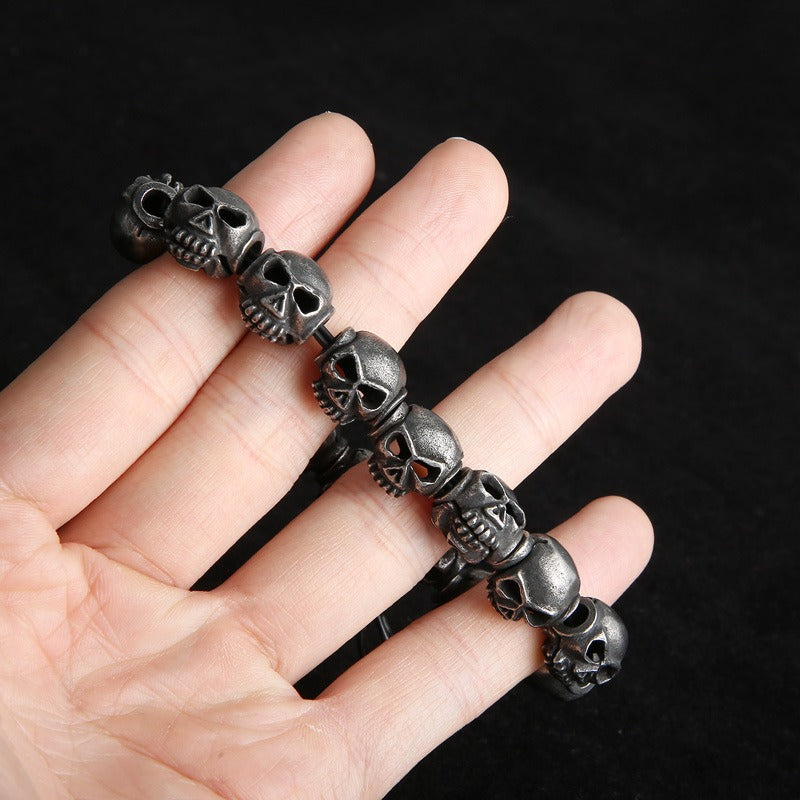 Kemstone Titanium Steel Gothic Skull Elastic Rope Bracelet for Men KB161368-KJX