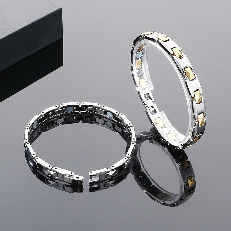 Kemstone Men’s Tungsten Steel Magnetic Germanium Bracelet – 8mm Link Chain KB208921-JI