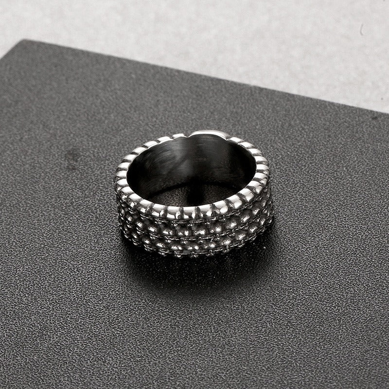 Kemstone Matte Black Skull Ring – Gothic Punk Stainless Steel Jewelry for Men KR110096-TLX